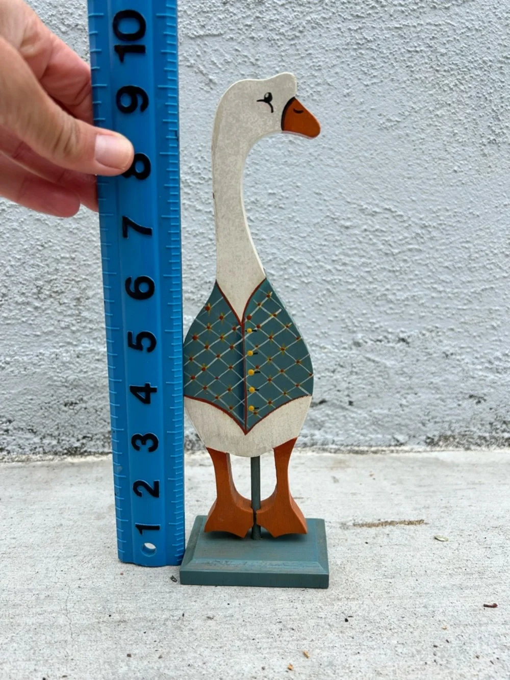 Hand Painted Wooden Goose Figurine